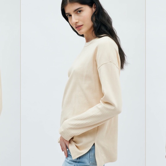 KOTN Tops - KOTN ribbed long sleeve in natural